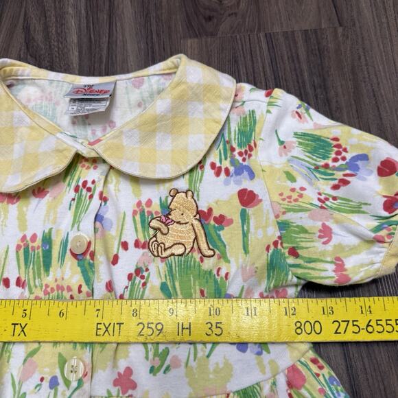 Vtg The Disney Store Winnie The Pooh Girl Dress Floral Sz 7-8 Button Dress - Picture 4 of 10